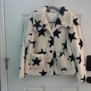 Pop Sugar Black and White Star Teddy Jacket